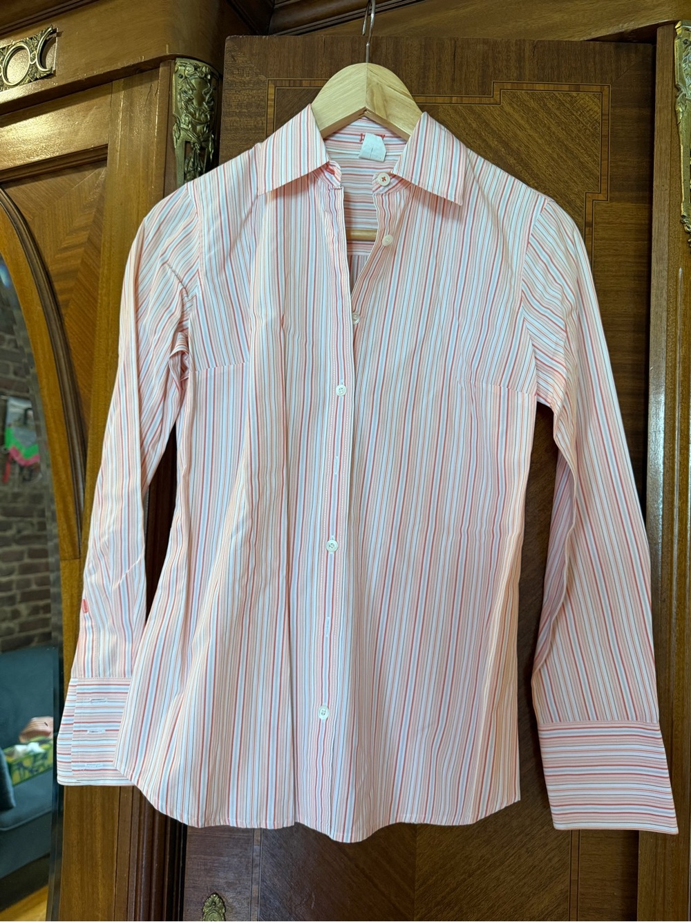 J. Crew Pink and White Striped Men's Dress Shirt